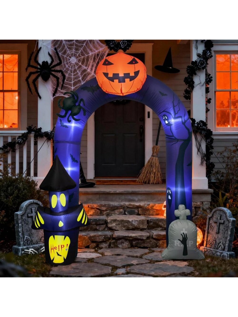 🎃7.5FT Halloween Inflatable Archway for Porch Yard Garden Lawn  Outdoor Decor